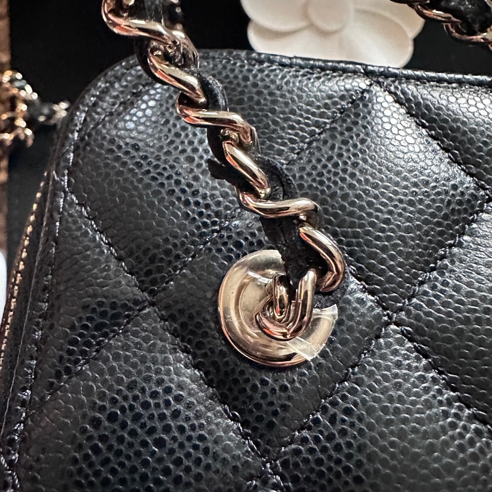 CHANEL Black Quilted Caviar Leather Vanity Crossbody with Light Gold Hardware - Picture 15 of 15
